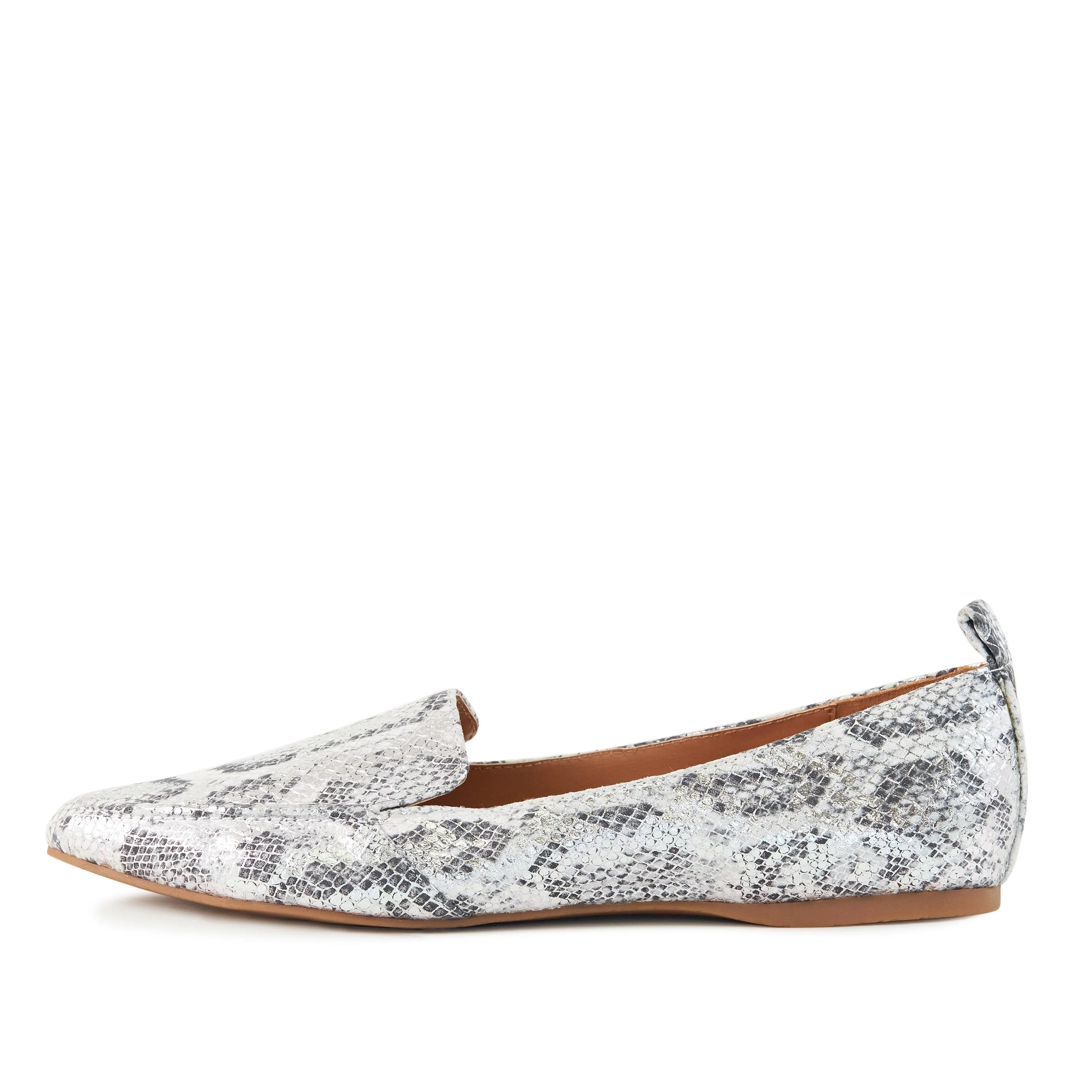 🐍 Silver Soirée Flats – Faux Snake Loafers for Everyday Glam ✨