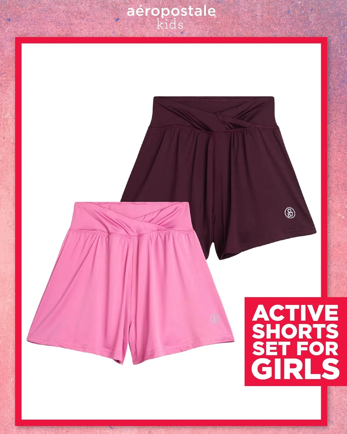 AEROPOSTALE Girls Butterfly Shorts - 2 Pack Performance Jersey Flowy Flutter Skirt with Attached Hidden Shorts (Sizes: 7-16)