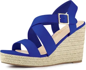 Allegra K Women's Espadrilles Platform Slingback Wedges Sandals