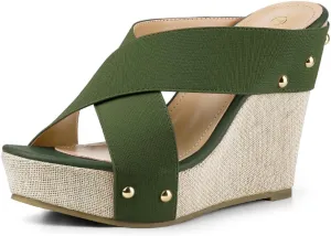 Allegra K Women's Platform Slide Wedge Sandals