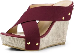 Allegra K Women's Platform Slide Wedge Sandals