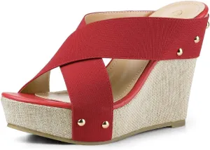 Allegra K Women's Platform Slide Wedge Sandals