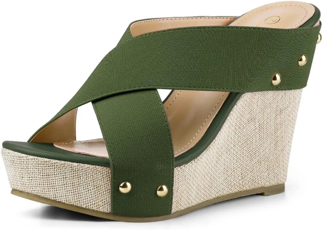 Allegra K Women's Platform Slide Wedge Sandals