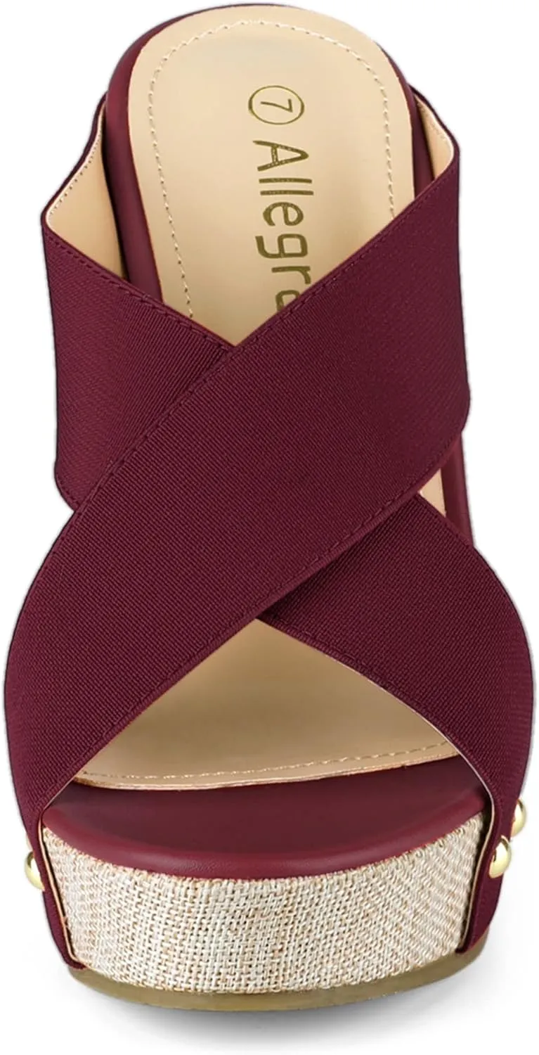 Allegra K Women's Platform Slide Wedge Sandals