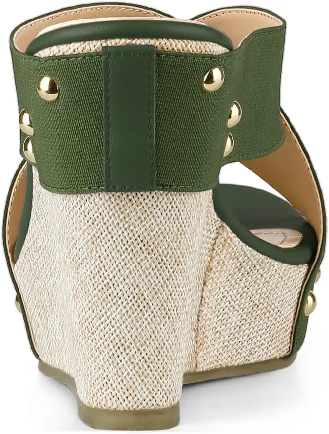 Allegra K Women's Platform Slide Wedge Sandals