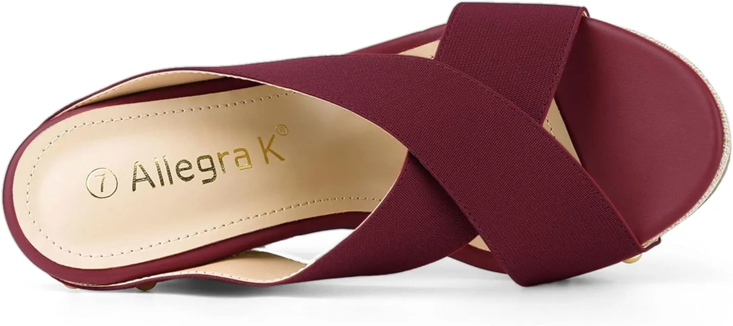 Allegra K Women's Platform Slide Wedge Sandals
