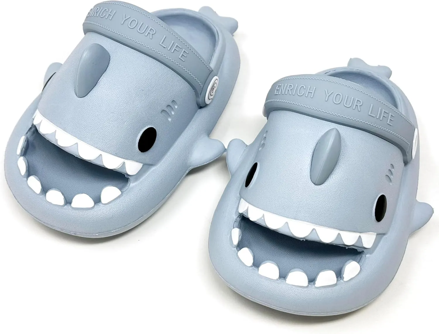 allgala Shark Slides Slippers with Backtrap Non-Slip Novelty Open Toe Sandals for Boys Girl Indoor & Outdoor Comfy Cushioned Thick Sole Cute Cartoon Shower Cloud Slippers Beach Pool Shoes