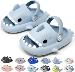 allgala Shark Slides Slippers with Backtrap Non-Slip Novelty Open Toe Sandals for Boys Girl Indoor & Outdoor Comfy Cushioned Thick Sole Cute Cartoon Shower Cloud Slippers Beach Pool Shoes