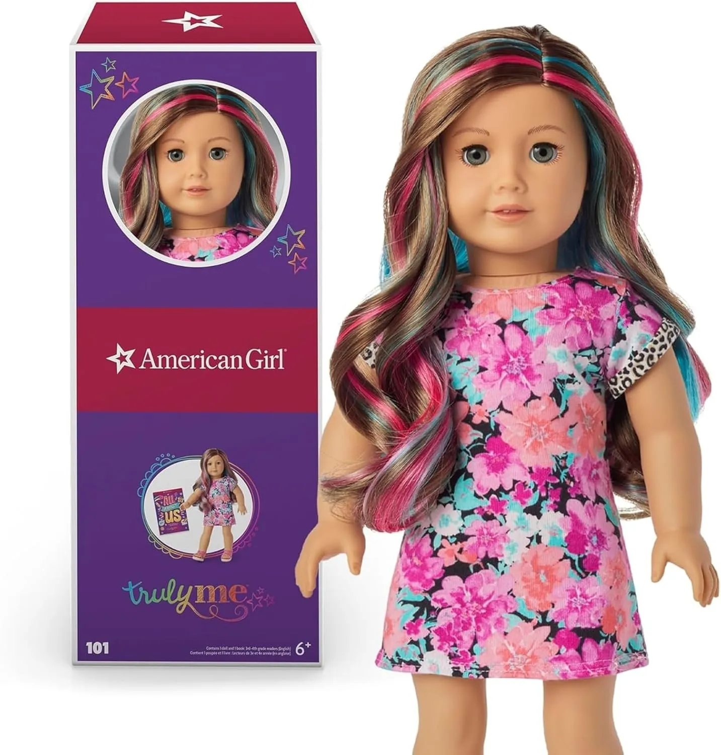 American Girl Truly Me 18-inch Doll #101 with Gray Eyes, Caramel Hair w/Highlights, Lt-to-Med Skin, Dress, For Ages 6 