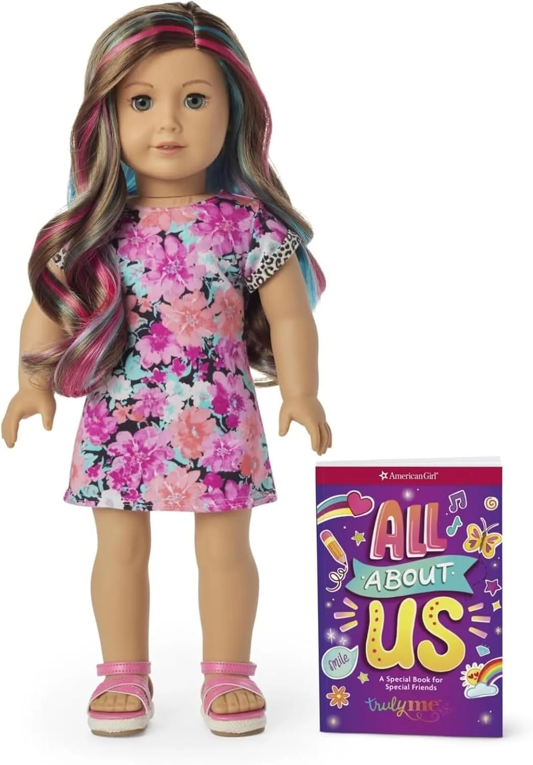 American Girl Truly Me 18-inch Doll #101 with Gray Eyes, Caramel Hair w/Highlights, Lt-to-Med Skin, Dress, For Ages 6 