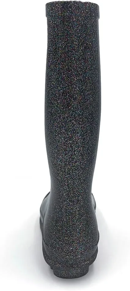 Amoji Gril Glitter Easy On Rain Boots Rubber Waterproof Boots (Little Kid/Big Kid)