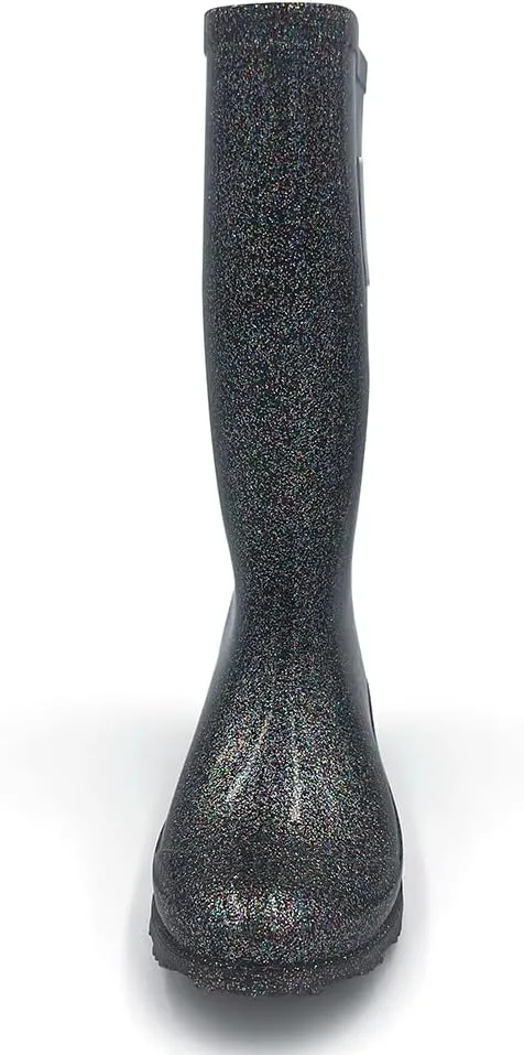 Amoji Gril Glitter Easy On Rain Boots Rubber Waterproof Boots (Little Kid/Big Kid)