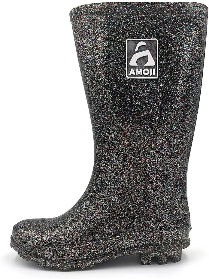 Amoji Gril Glitter Easy On Rain Boots Rubber Waterproof Boots (Little Kid/Big Kid)