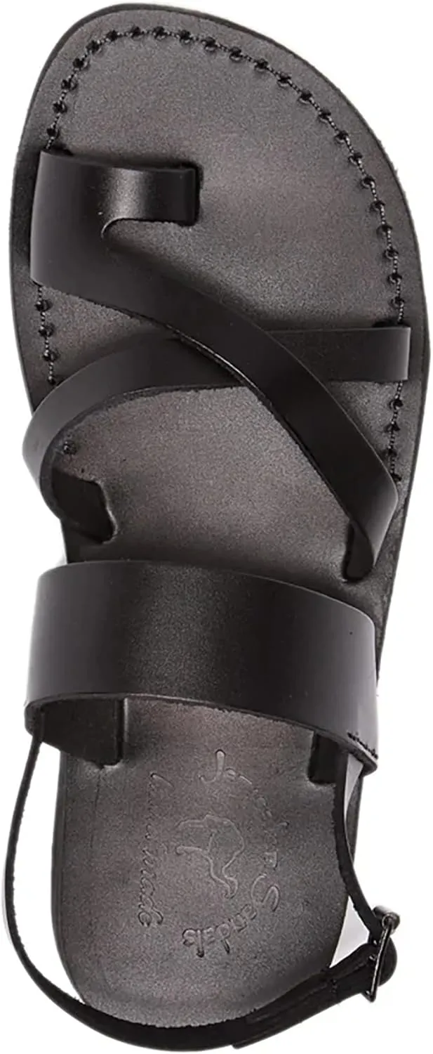 Amos - Leather Ankle Strap Flat Sandal - Mens Sandals