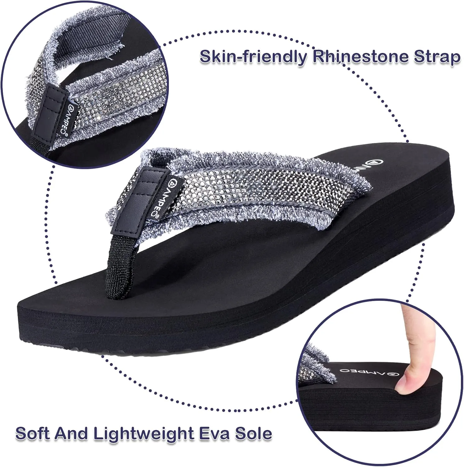 Ampeo Women's Arch Support Flip Flops Comfortable Casual Summer Beach Thong Sandals