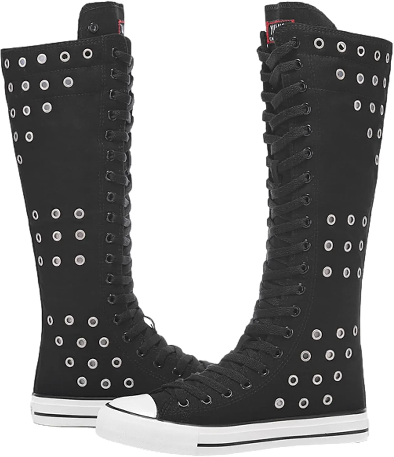 ANUFER Women Fashion Canvas Dance Boots Knee High Bicycling Boots Girls Fancy School Shoes