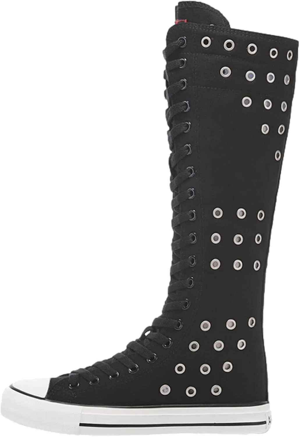 ANUFER Women Fashion Canvas Dance Boots Knee High Bicycling Boots Girls Fancy School Shoes