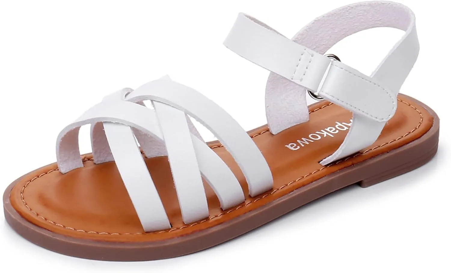 Apakowa Girls Sandals Open Toe Princess Flat Sandals Strappy Summer Shoes (Toddler/Little Kid/Big Kid)