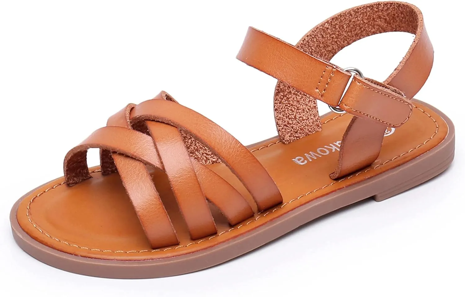 Apakowa Girls Sandals Open Toe Princess Flat Sandals Strappy Summer Shoes (Toddler/Little Kid/Big Kid)