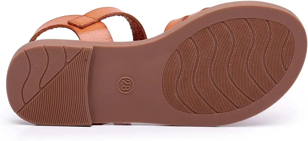 Apakowa Girls Sandals Open Toe Princess Flat Sandals Strappy Summer Shoes (Toddler/Little Kid/Big Kid)