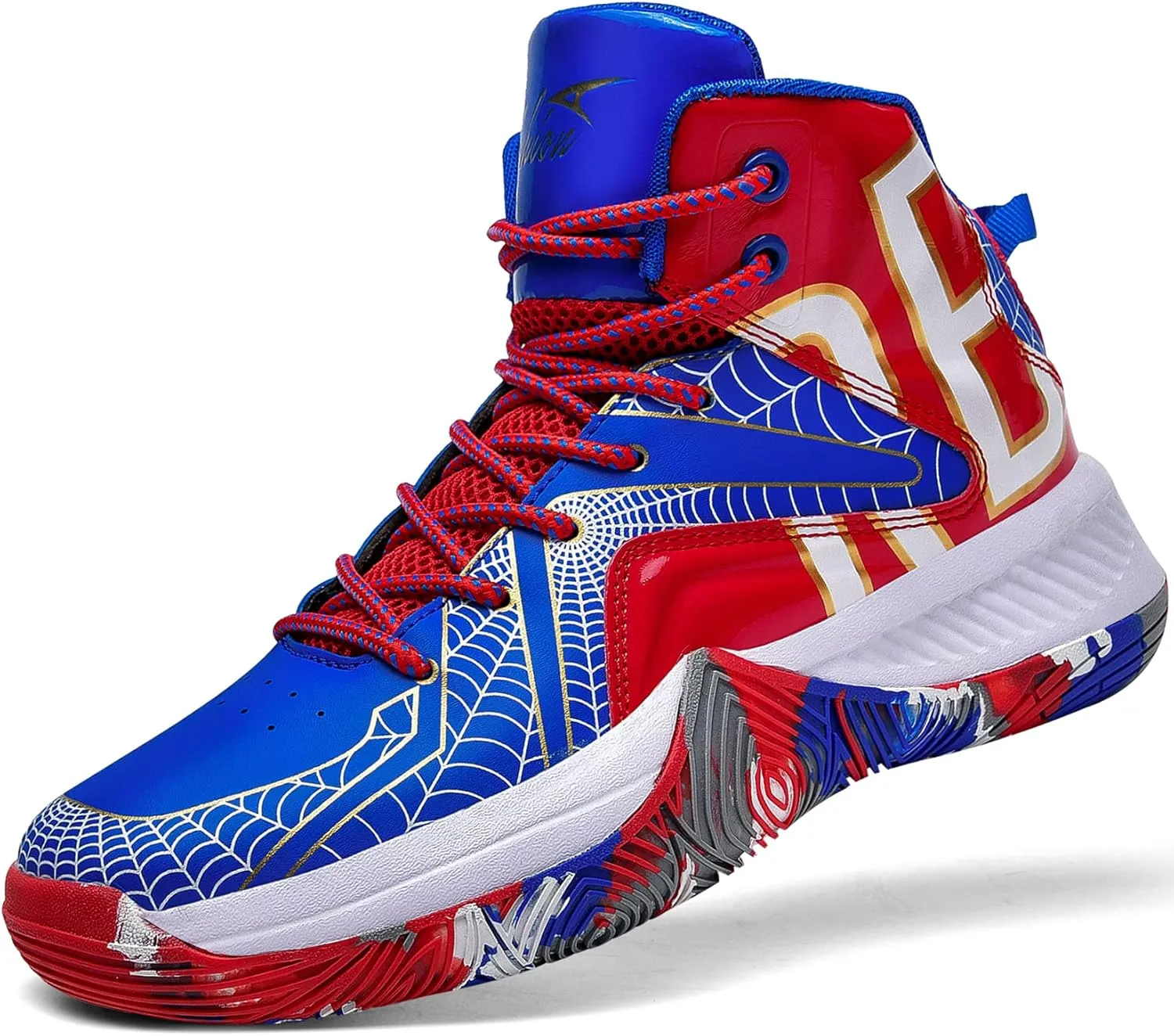 ASHION Unisex Kids Basketball Shoes Air Boys Girls High Top Sneakers Breathable Outdoor Cushioning Athletic Shoes