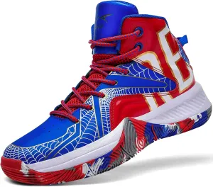 ASHION Unisex Kids Basketball Shoes Air Boys Girls High Top Sneakers Breathable Outdoor Cushioning Athletic Shoes