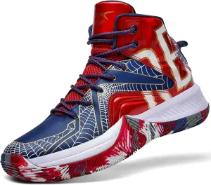 ASHION Unisex Kids Basketball Shoes Air Boys Girls High Top Sneakers Breathable Outdoor Cushioning Athletic Shoes