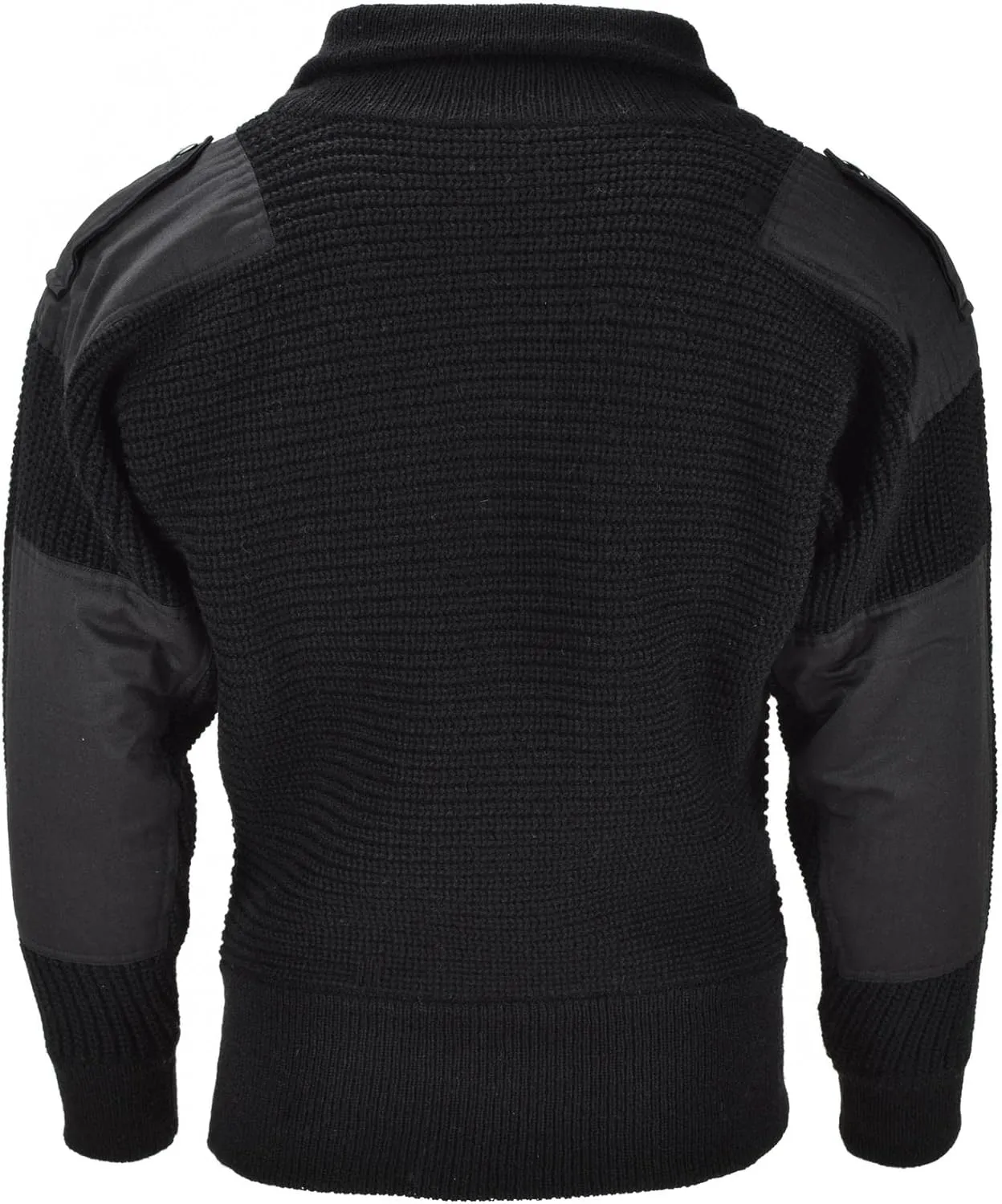 Austrian Army Alpine Sweater Mil-Tec Men’s Pullover Knit, Breathable V-Neck Wool Sweater, Black