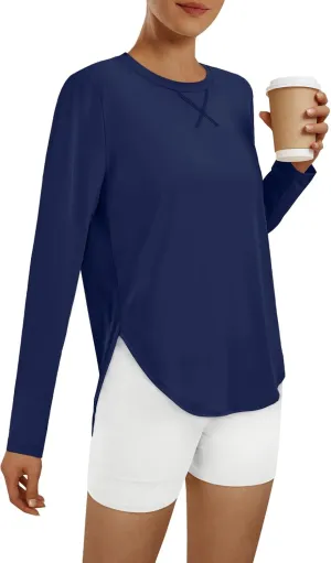 AUTOMET Workout Tops for Women Long Sleeve Athletic Golf Shirts 2025 Running Yoga Clothes Quick Dry Lightweight Outfits