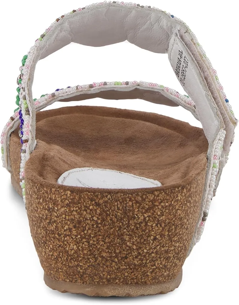 Azura Bahama Slide Sandals | Women's Footwear with Beads, Crystals & Cork Wedge
