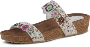 Azura Bahama Slide Sandals | Women's Footwear with Beads, Crystals & Cork Wedge