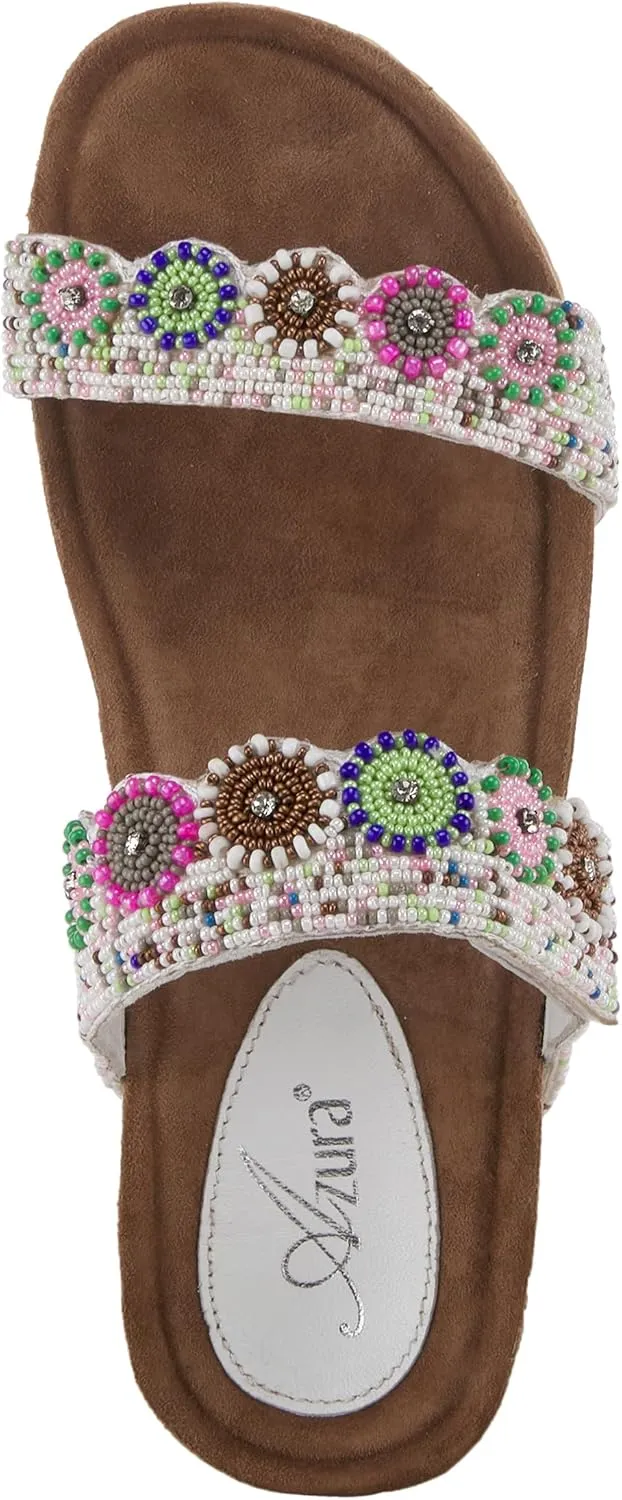 Azura Bahama Slide Sandals | Women's Footwear with Beads, Crystals & Cork Wedge