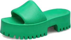 baobeijiadao Womens Backless Platform Sandals Slip On Thick Sole Waterproof Slippers Open Toe Summer Shoes for Women