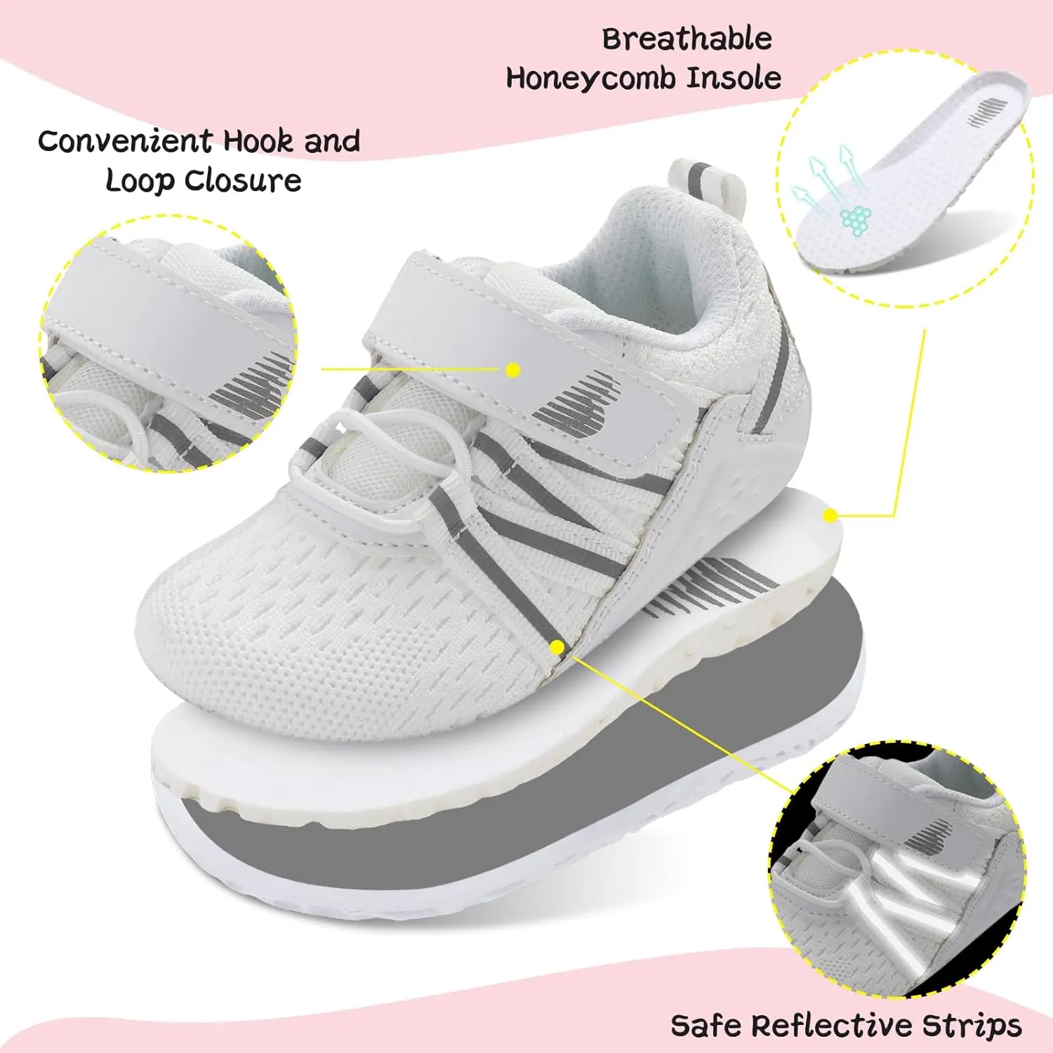 BARERUN Baby Sneakers Toddler Shoes Soft Anti-Slip Sole Newborn First Walkers Infant Toddler Breathable Athletic Running Shoes