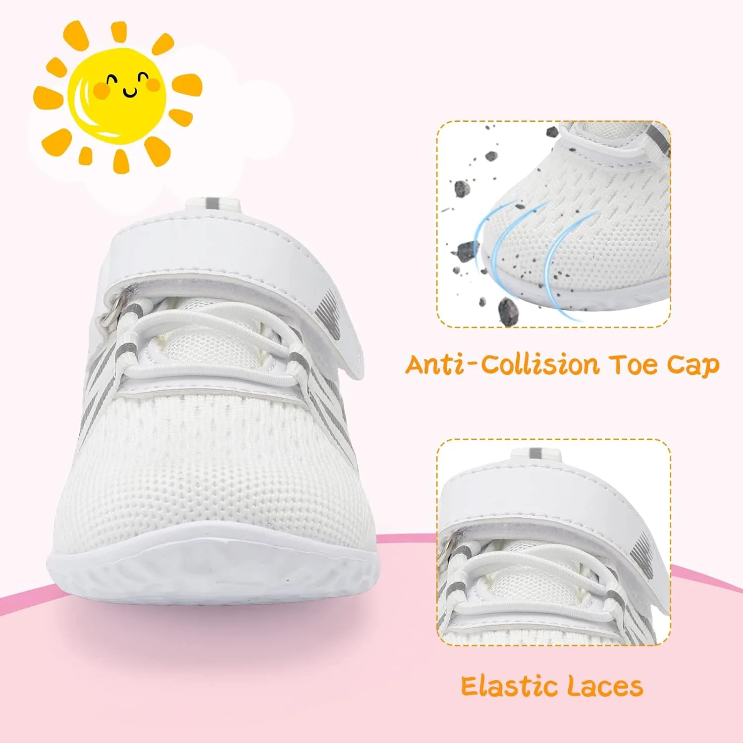 BARERUN Baby Sneakers Toddler Shoes Soft Anti-Slip Sole Newborn First Walkers Infant Toddler Breathable Athletic Running Shoes