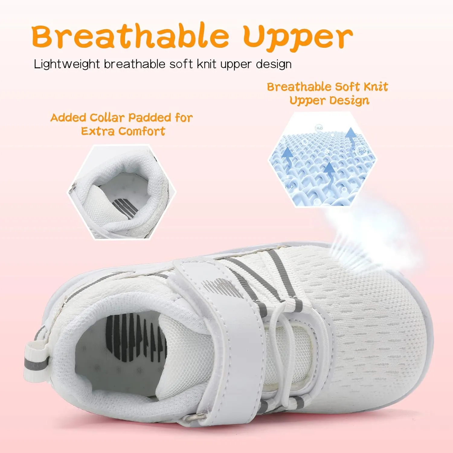 BARERUN Baby Sneakers Toddler Shoes Soft Anti-Slip Sole Newborn First Walkers Infant Toddler Breathable Athletic Running Shoes
