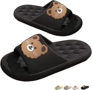 Bear Slippers for Women Men Indoor Slides Sandals Cute Cartoon Animal House Slippers Couple Thickened Sole Home Slippers Comfy House Shoes Outdoor Shoes