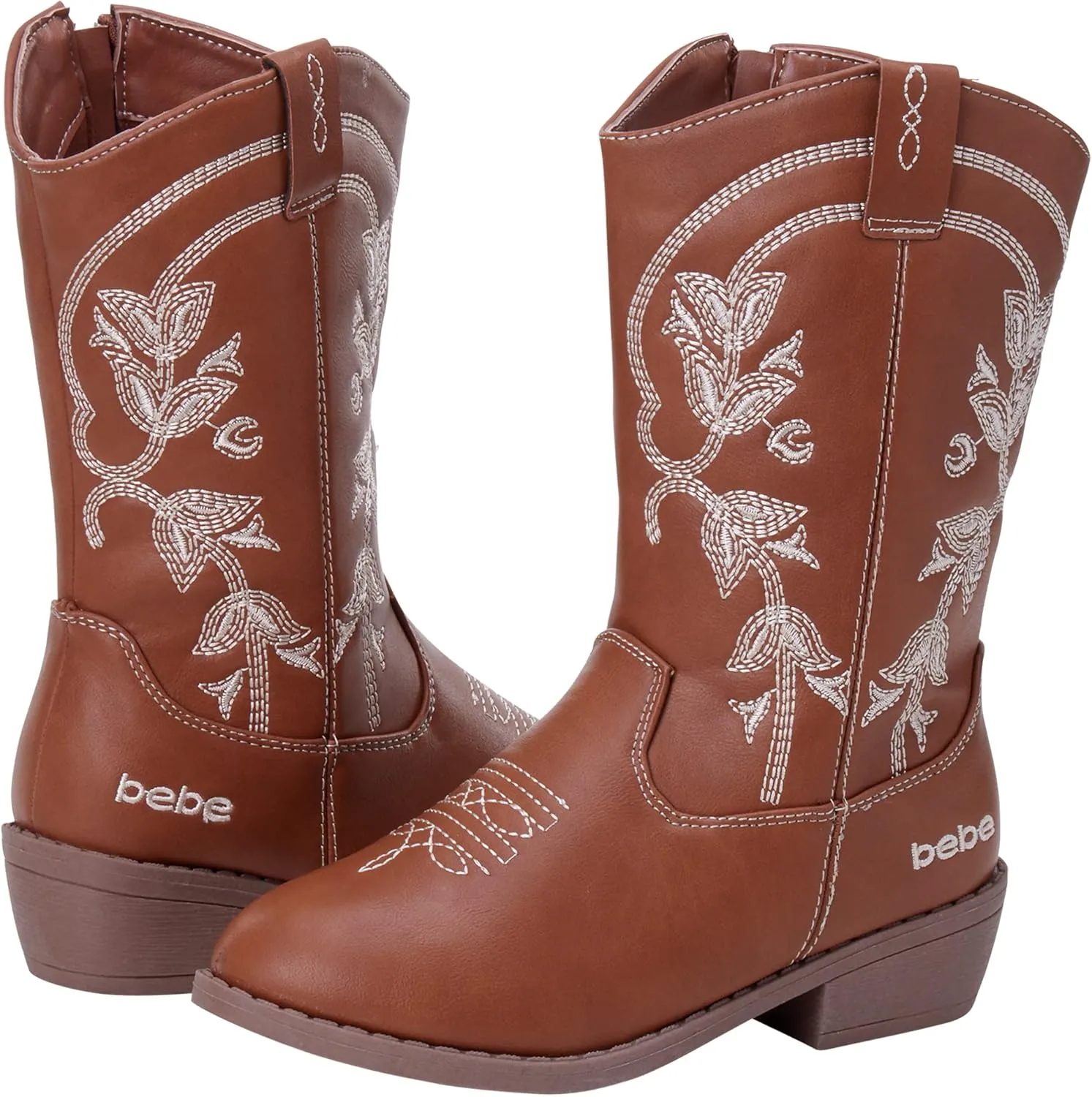bebe Girls' Cowboy Boots - Classic Western Country Cowgirl Boots - Mid Calf Riding Shoes for Toddlers Little and Big Girls