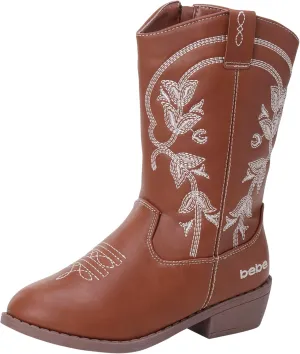 bebe Girls' Cowboy Boots - Classic Western Country Cowgirl Boots - Mid Calf Riding Shoes for Toddlers Little and Big Girls