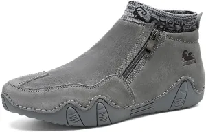 beck Men's Italian Handmade Suede Ankle Chukka Waterproof Outdoor Hiking High Boots All-terrain Adventure Boots Zipper Non-Slip Breathable Sneakers for Walking Driving