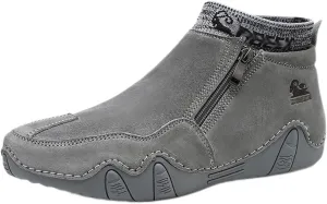 beck Men's Italian Handmade Suede Ankle Chukka Waterproof Outdoor Hiking High Boots All-terrain Adventure Boots Zipper Non-Slip Breathable Sneakers for Walking Driving
