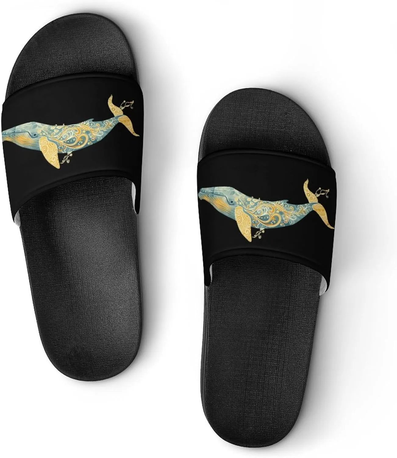 Blue Whale Ocean Non Slip Slides Sandals for Women Men Quick Drying Shower Shoes for Bathroom Pool Beach