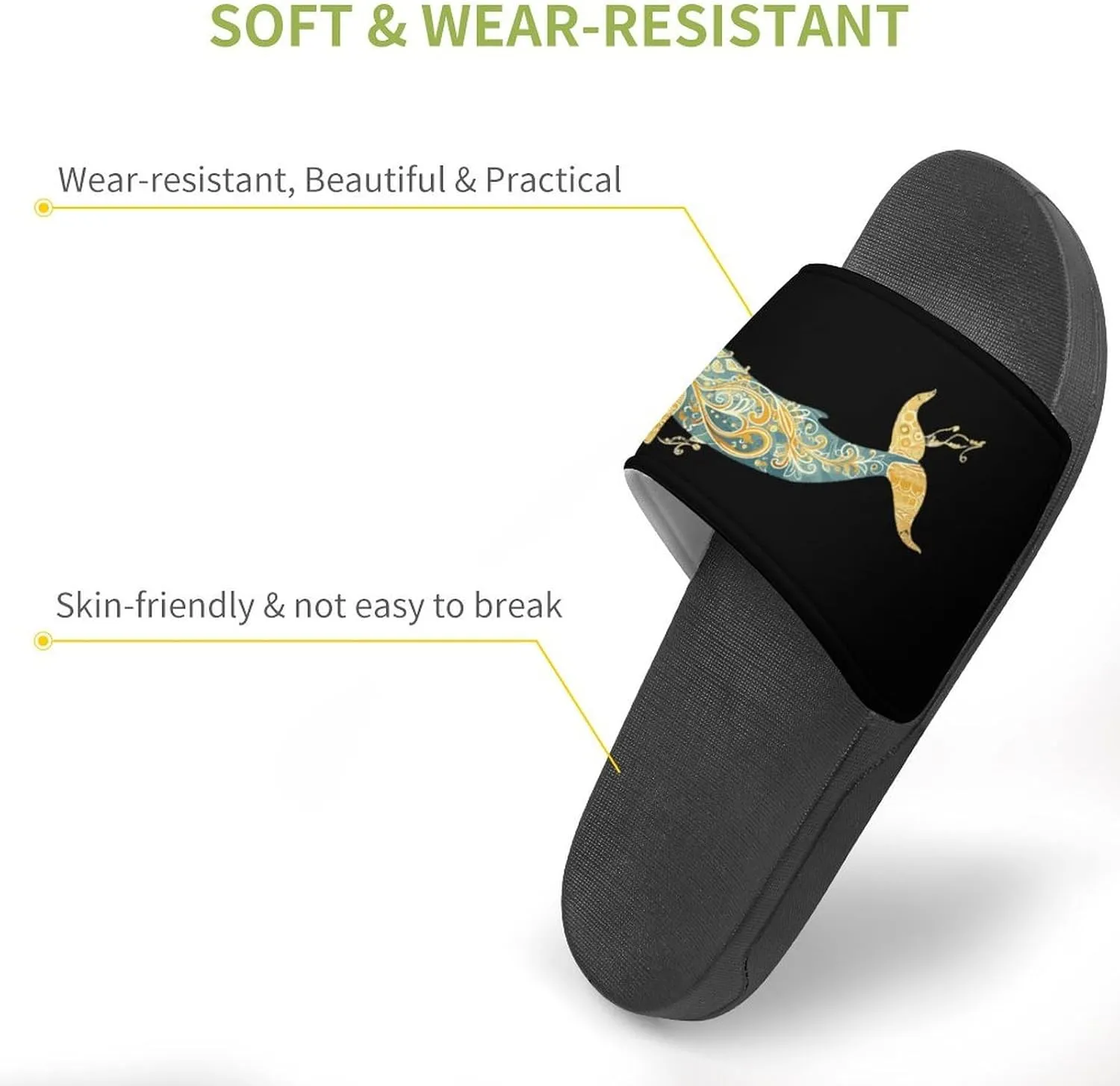 Blue Whale Ocean Non Slip Slides Sandals for Women Men Quick Drying Shower Shoes for Bathroom Pool Beach