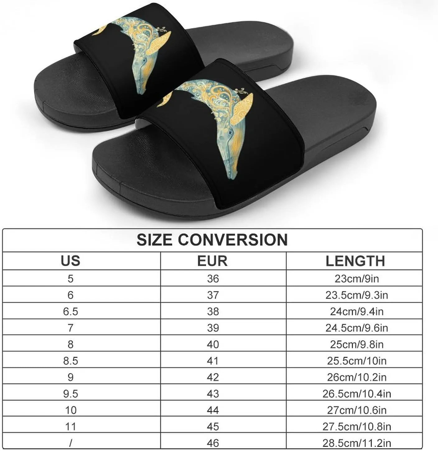 Blue Whale Ocean Non Slip Slides Sandals for Women Men Quick Drying Shower Shoes for Bathroom Pool Beach