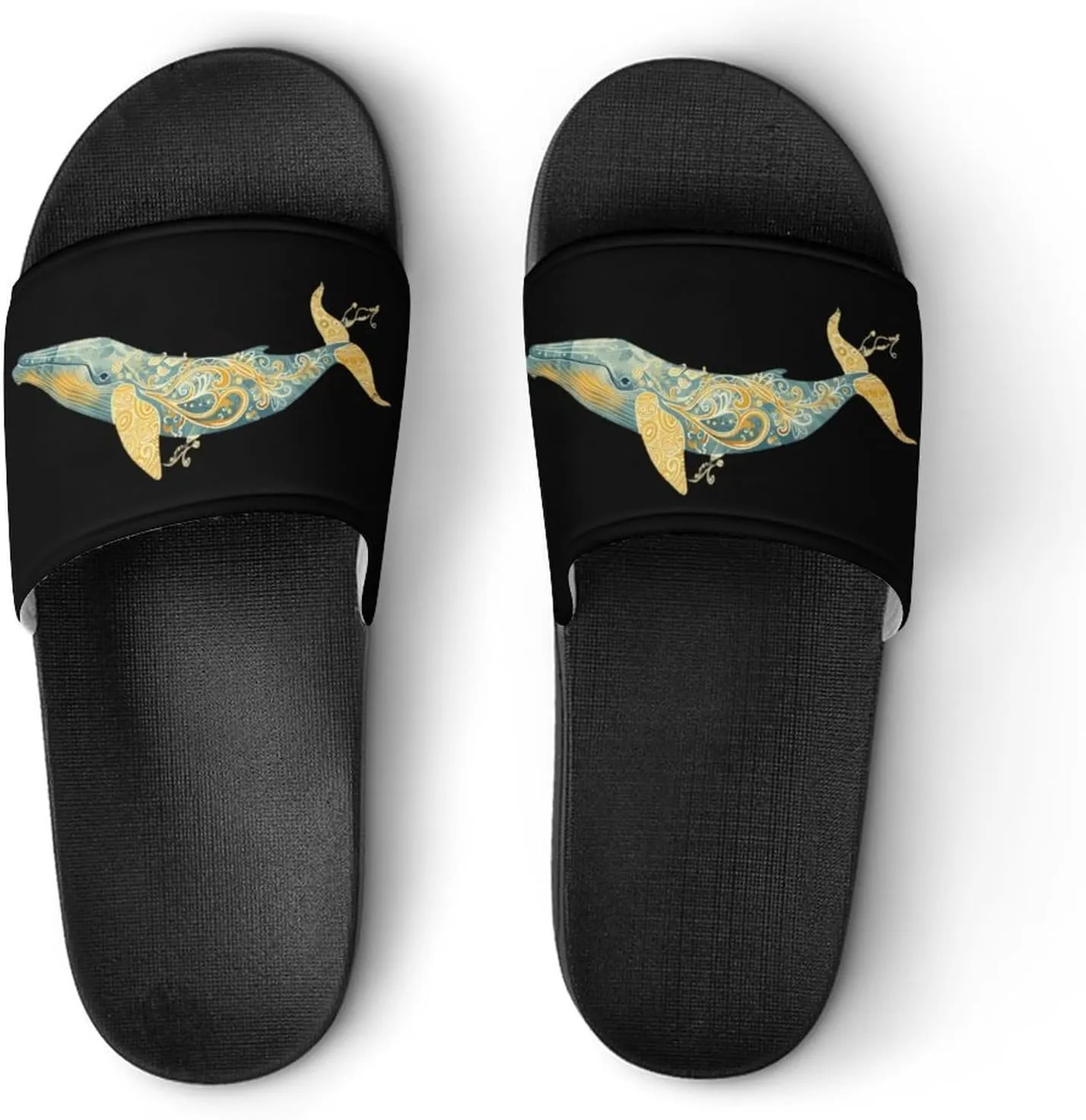 Blue Whale Ocean Non Slip Slides Sandals for Women Men Quick Drying Shower Shoes for Bathroom Pool Beach