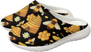 Boatee Women's Thick Bottom Slippers Blue Hibiscus Garden Clogs Sandals Bathroom Beach Sandals