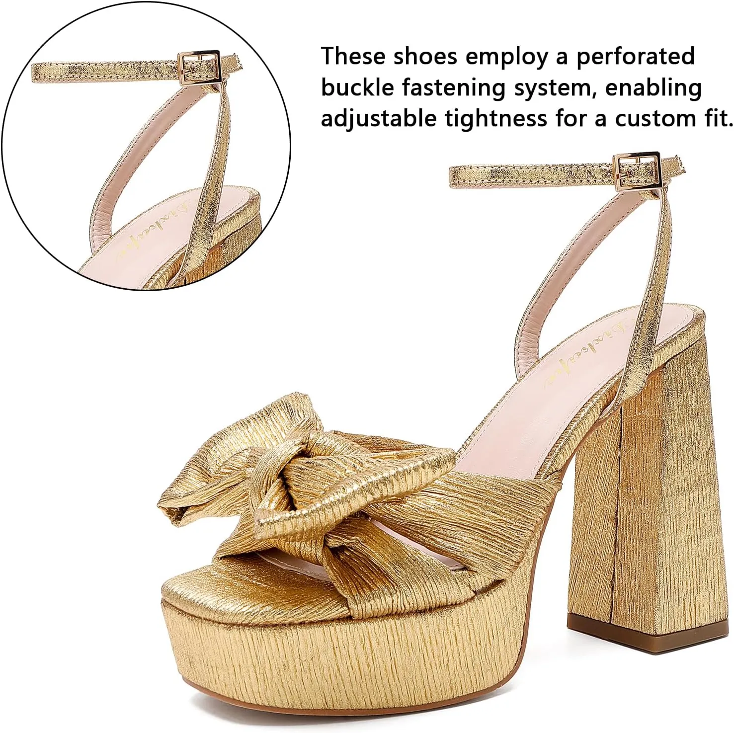 Bow Platform Heels for Women Ankle Strap Heeled Sandals Womens Chunky Block High Heels for Party Prom womens dress shoes