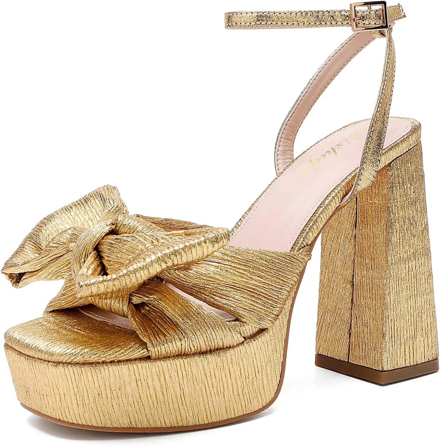 Bow Platform Heels for Women Ankle Strap Heeled Sandals Womens Chunky Block High Heels for Party Prom womens dress shoes