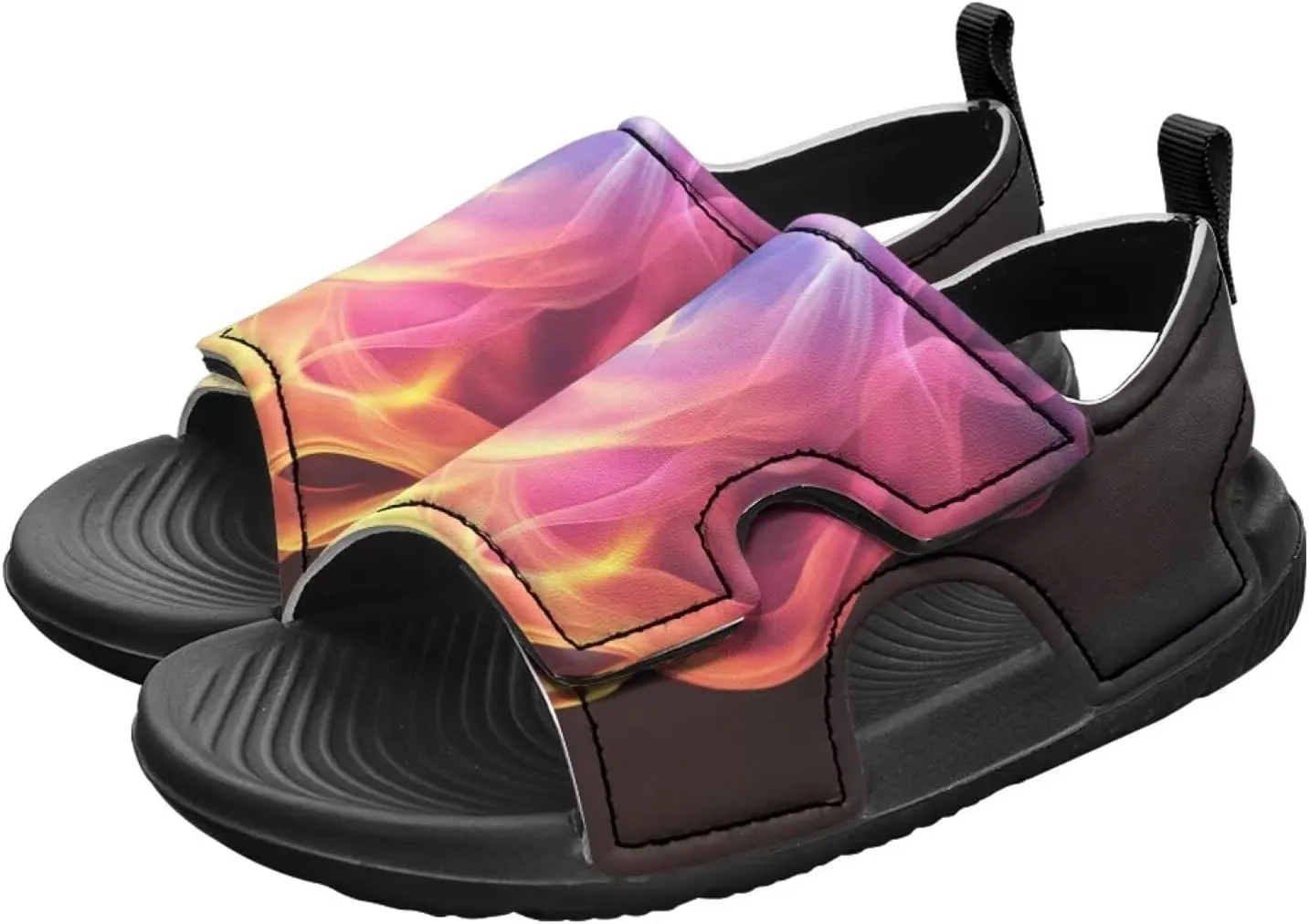 Boys Flame Sandals Kids Open Toe Outdoor Hiking Sandals Lightweight Athletic Beach Water Sport Shoes Adjustable