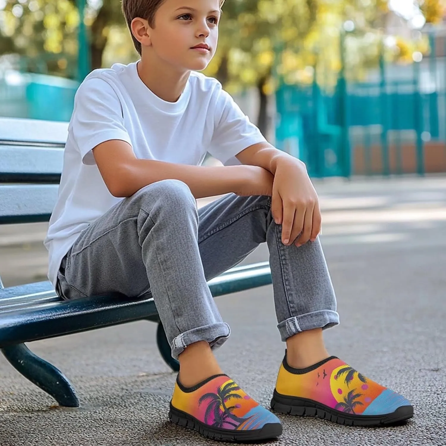 Boys Girls Casual Sneakers,Comfortable Slip On Flats Sport Training Shoes Children's Air Mesh Running Shoes